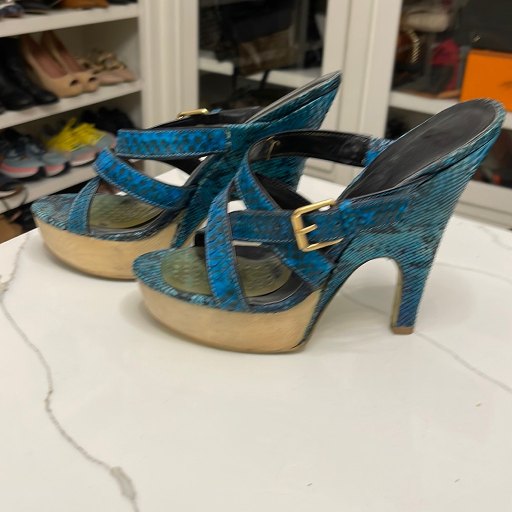 Blue Python Platform Heels